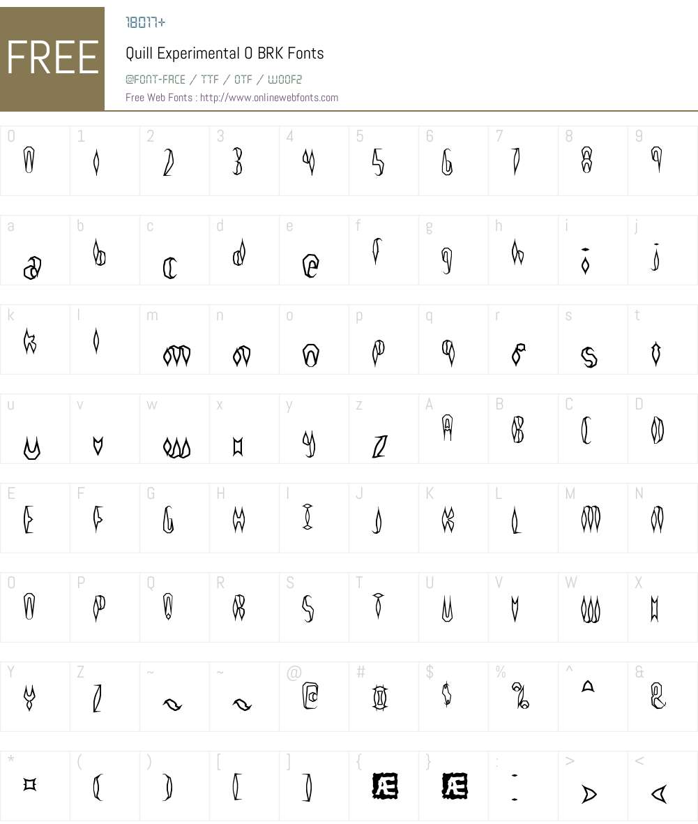 Quill Experimental O BRK Font Screenshots