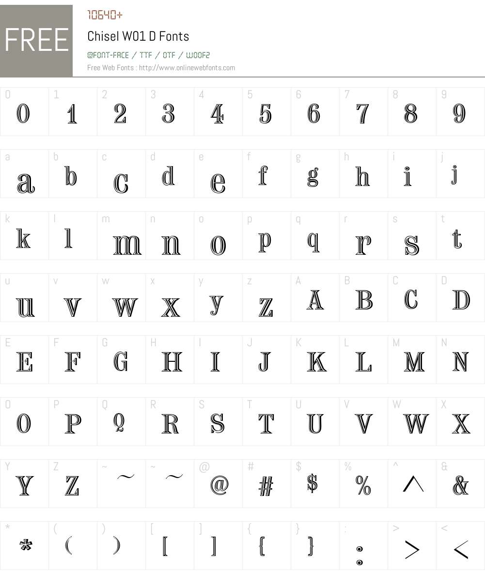 ChiselW01-D Font Screenshots