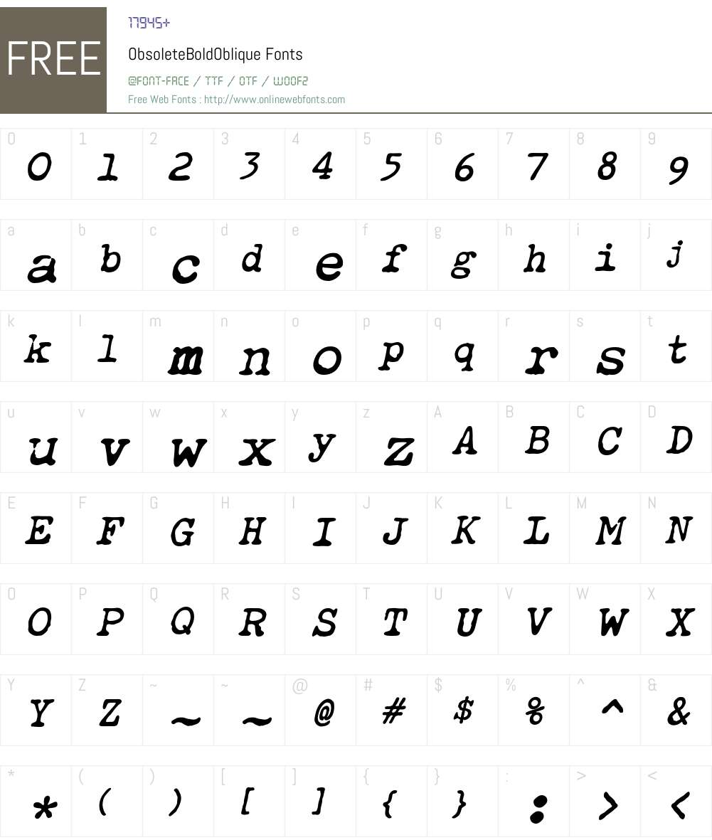 Obsolete Font Screenshots