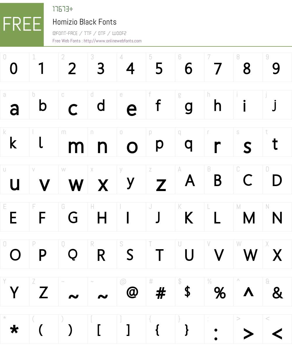 Homizio Font Screenshots