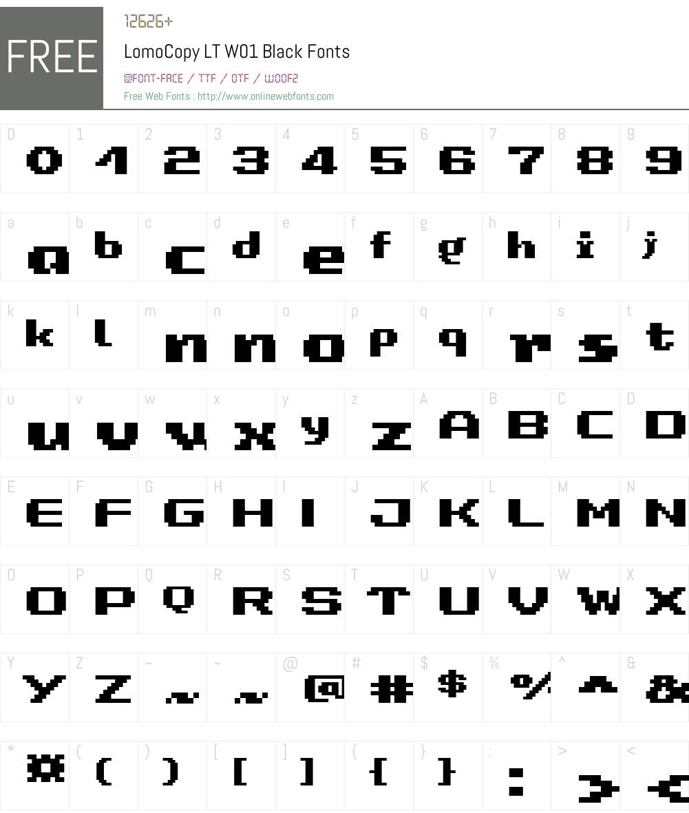 LomoCopyLTW01-Black Font Screenshots