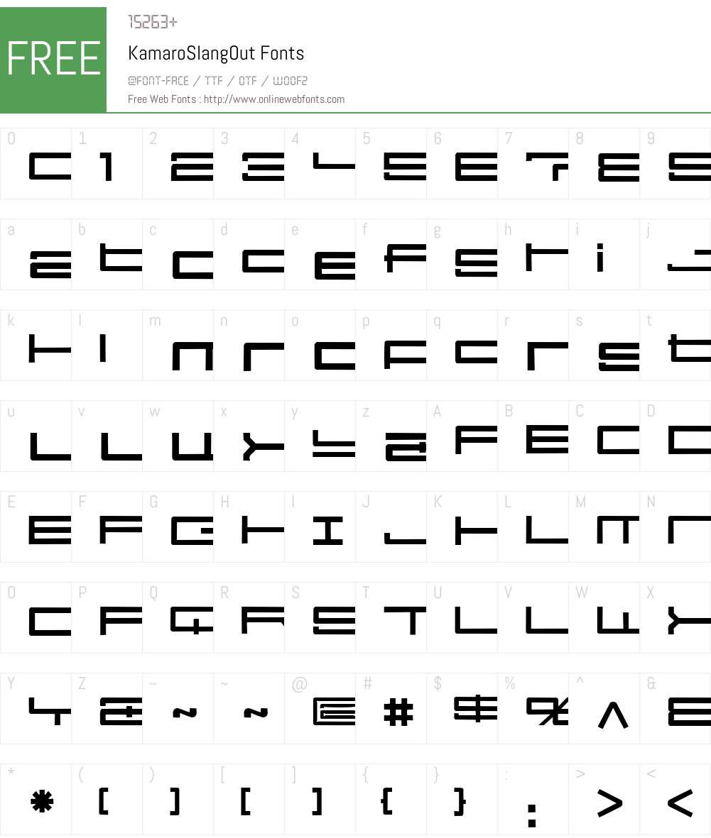 KamaroW00-SlangOutline Font Screenshots