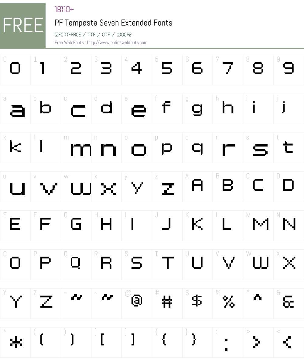 PF Tempesta Seven Extended Font Screenshots