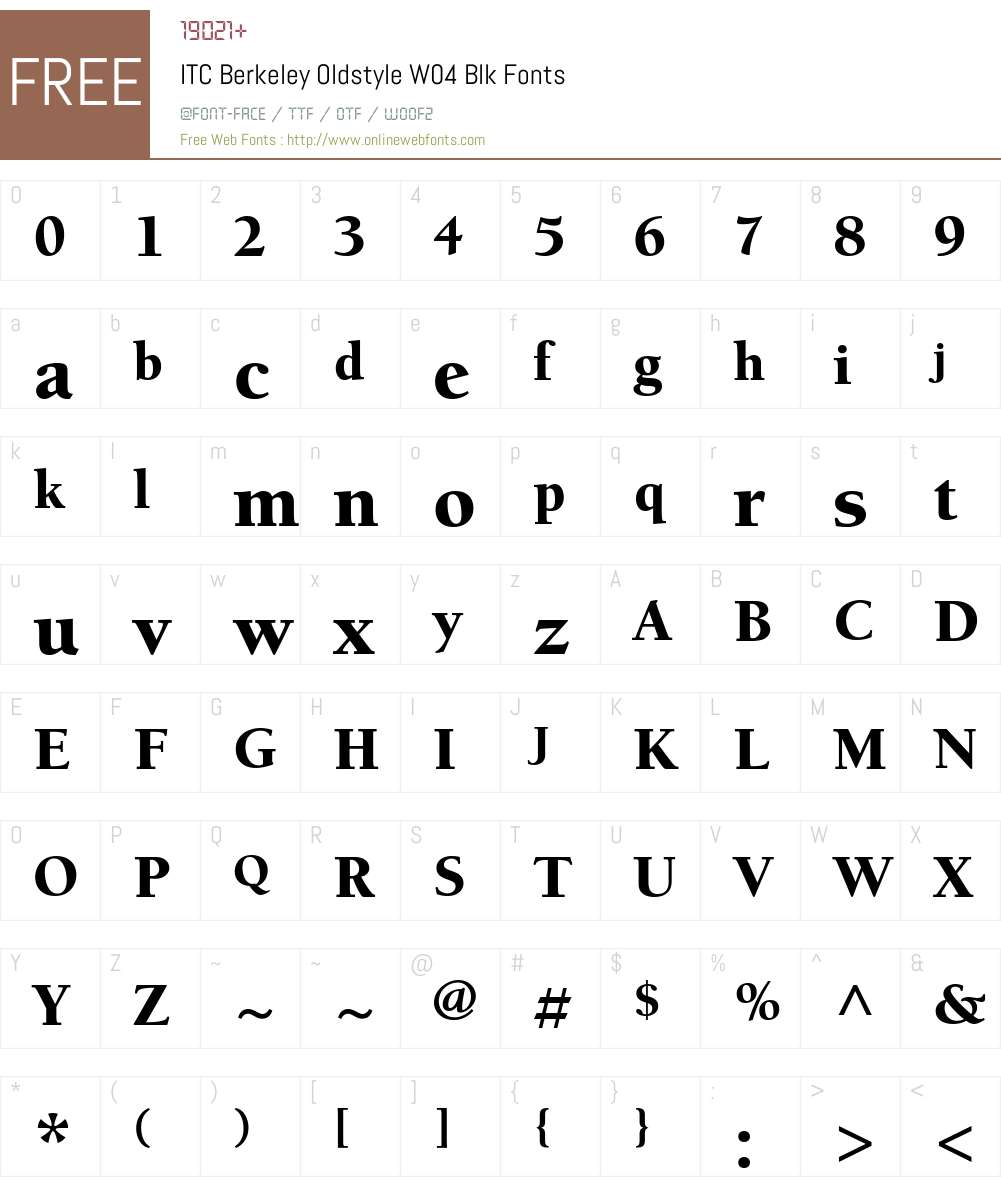 ITC Berkeley Old Style Font Screenshots