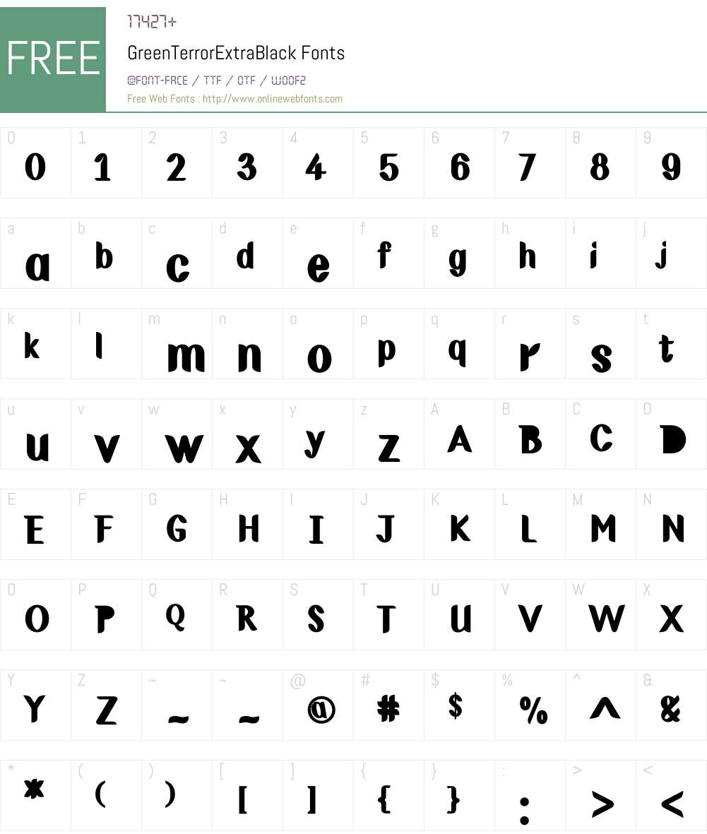 GreenTerrorExtraBlack Font Screenshots