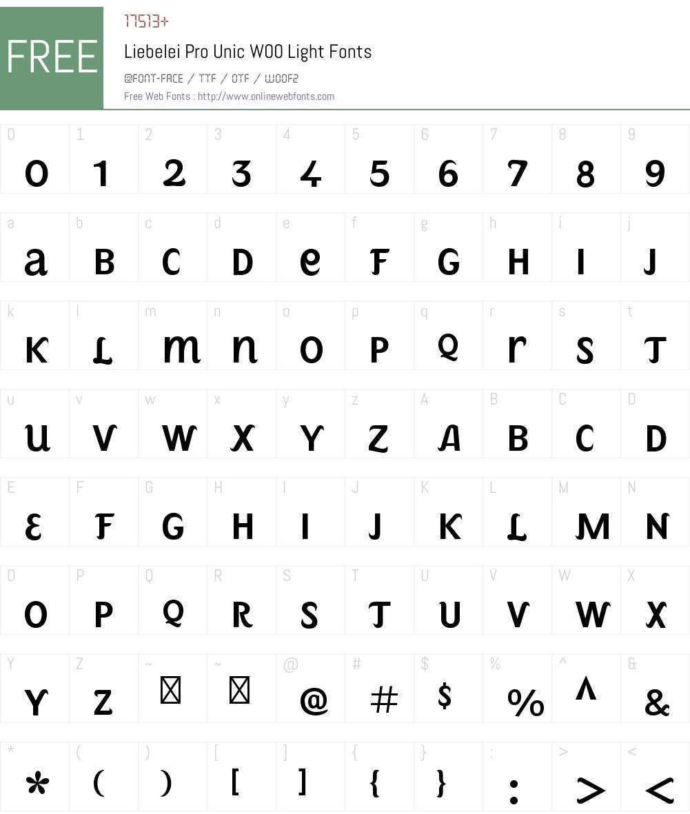 LiebeleiProUnicW00-Light Font Screenshots