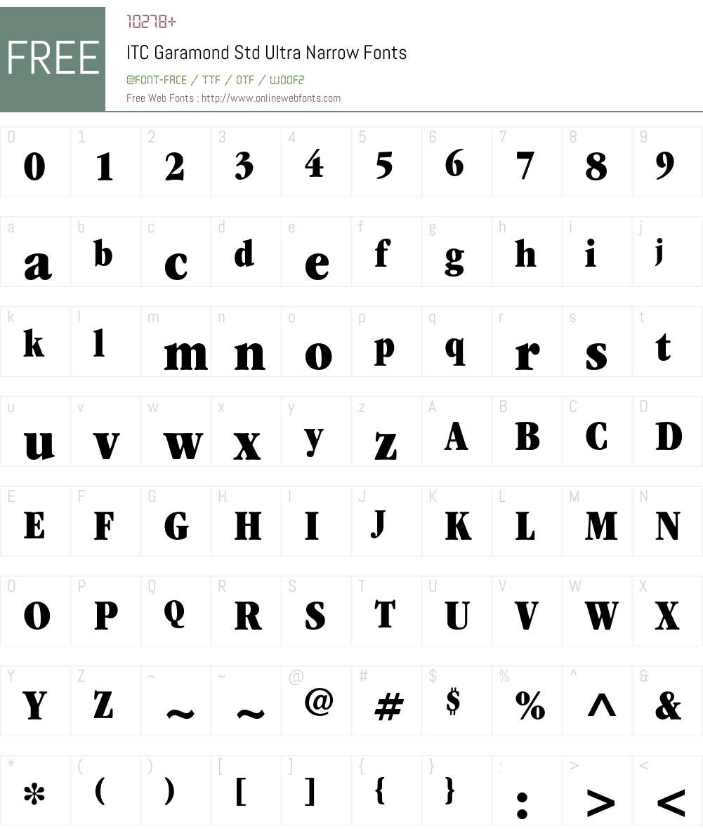 ITC Garamond Std Font Screenshots
