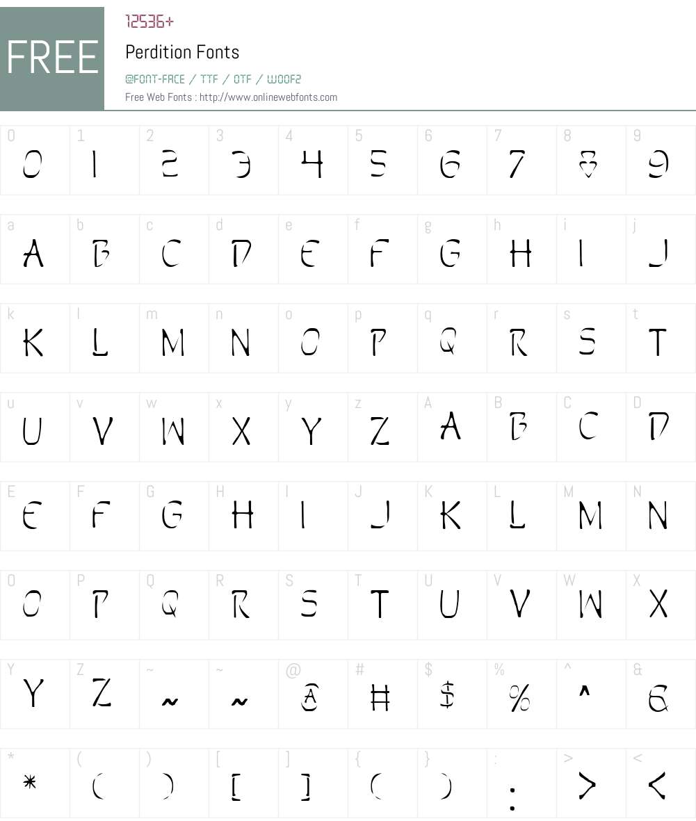 Perdition Font Screenshots