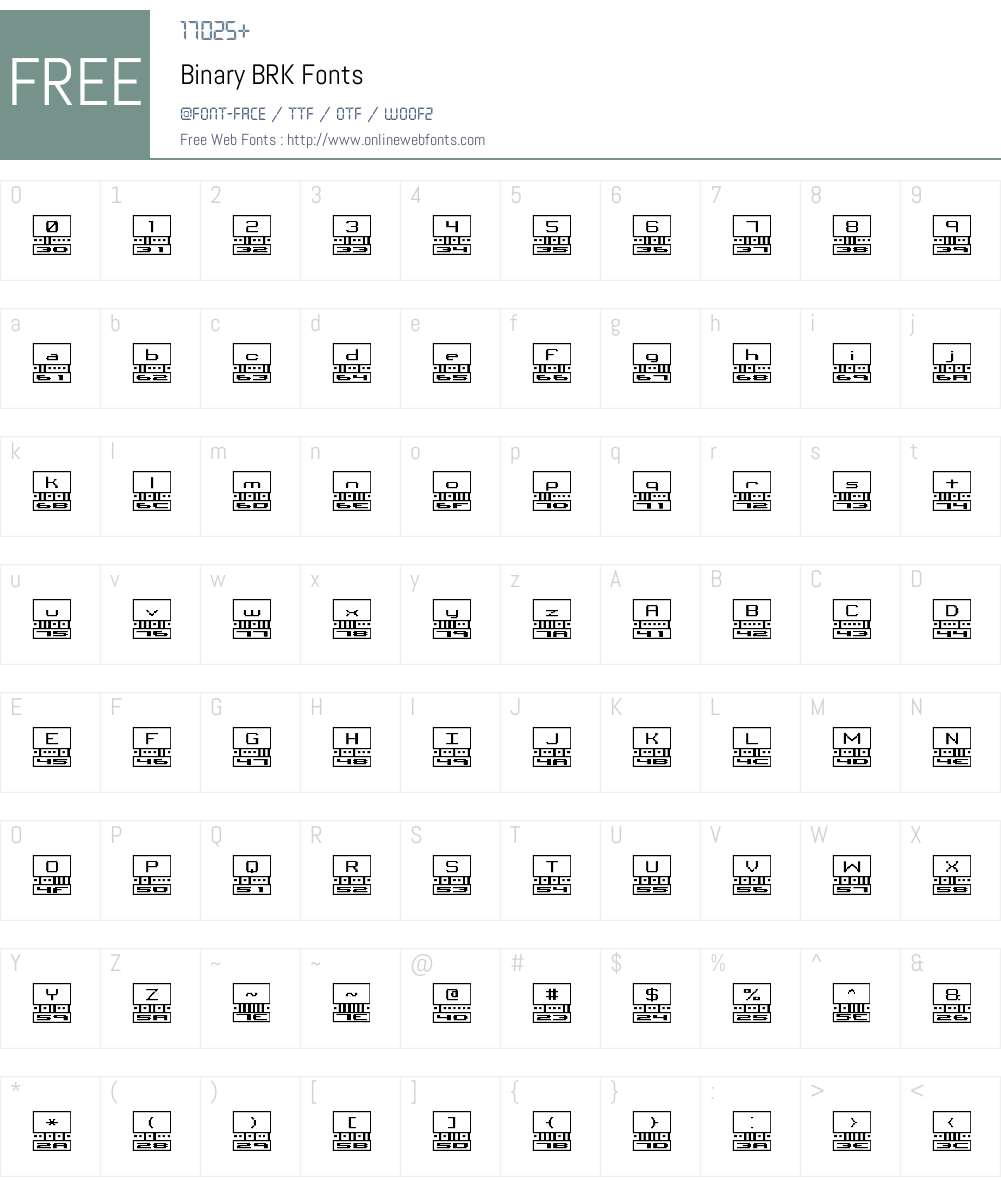 Binary BRK Font Screenshots
