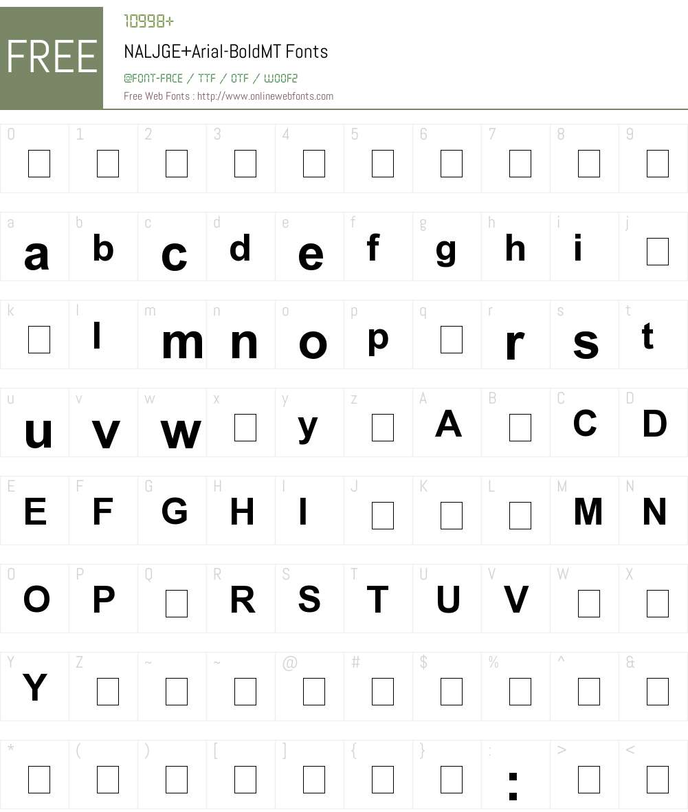 NALJGE+Arial-BoldMT Font Screenshots