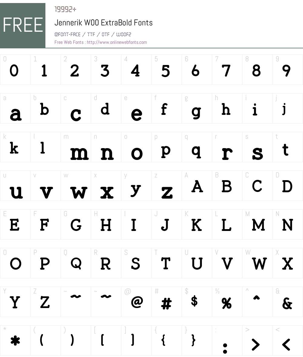 JennerikW00-ExtraBold Font Screenshots