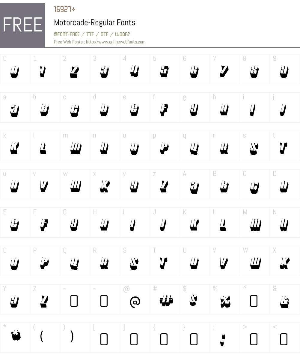 Motorcade Font Screenshots