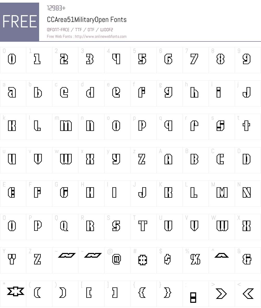 CCArea51MilitaryOpen Font Screenshots