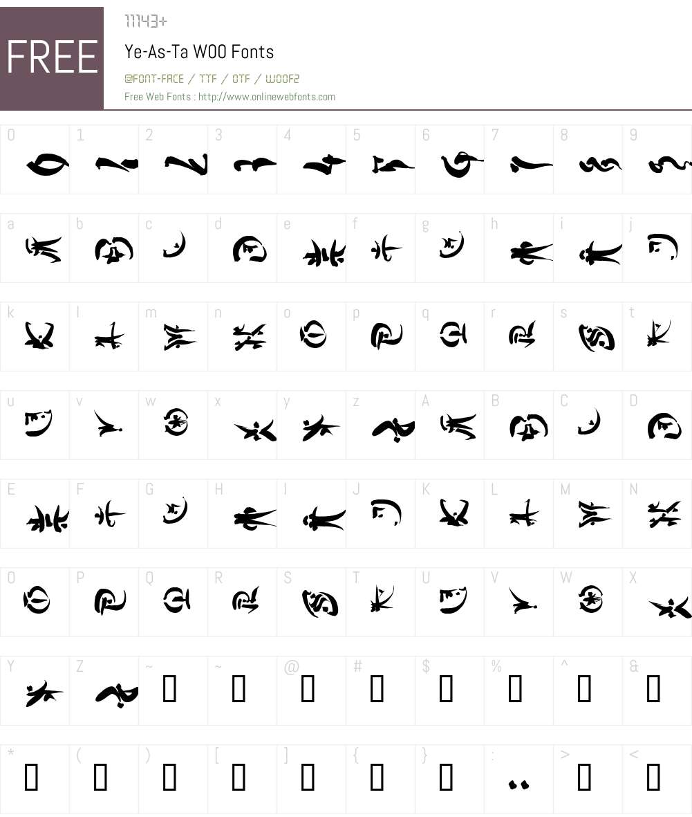Ye-As-TaW00 Font Screenshots