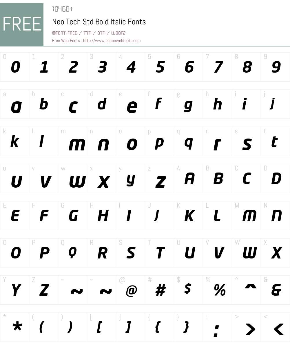 Neo Tech Std Font Screenshots