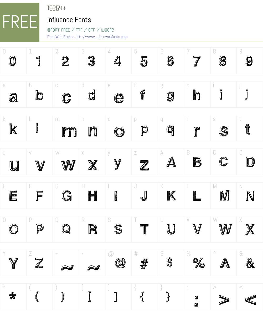 influence Font Screenshots