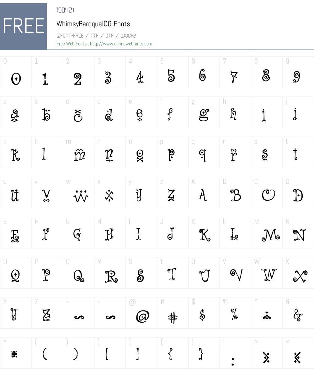 WhimsyBaroqueICG Font Screenshots