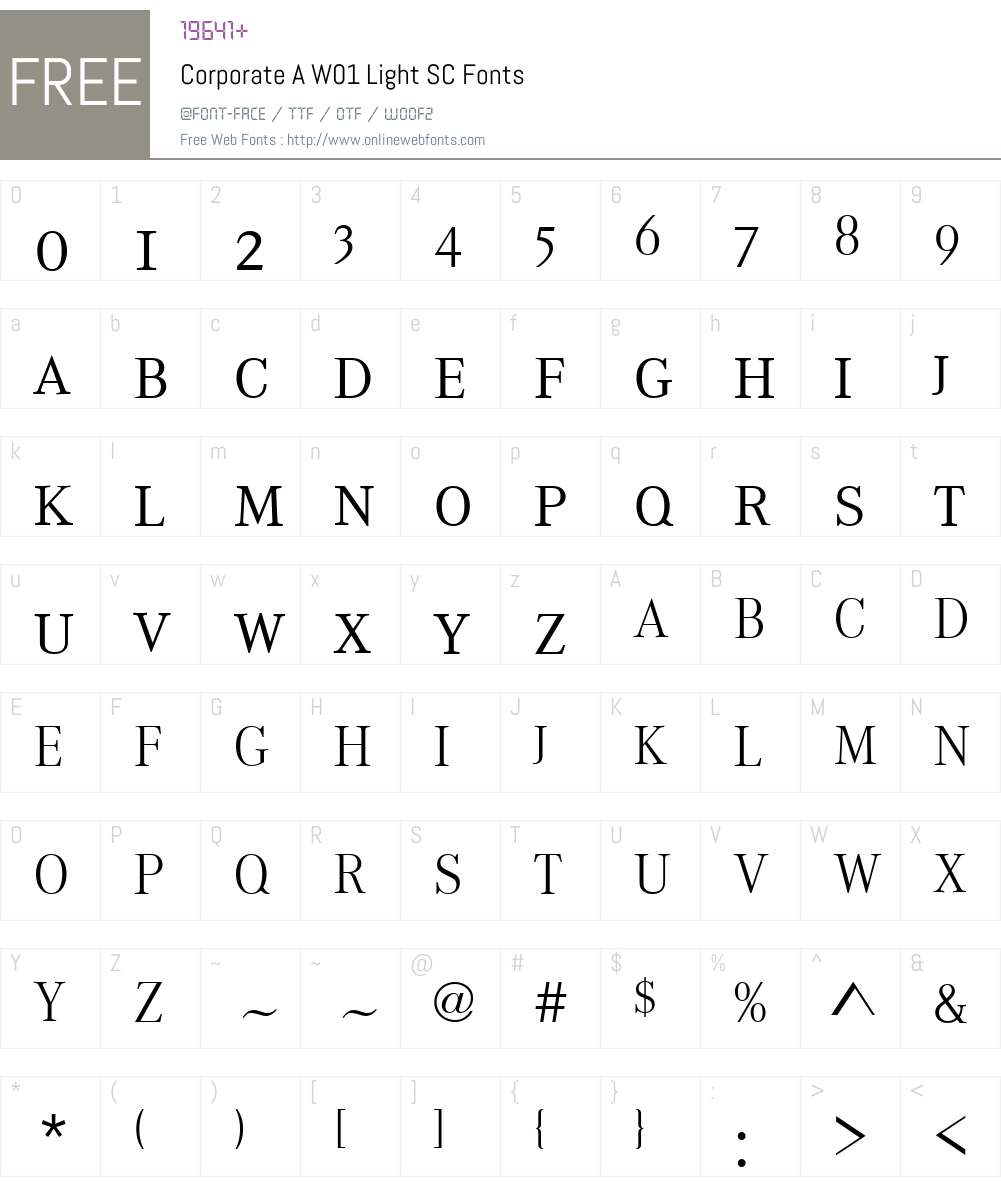 CorporateAW01-LightSC Font Screenshots