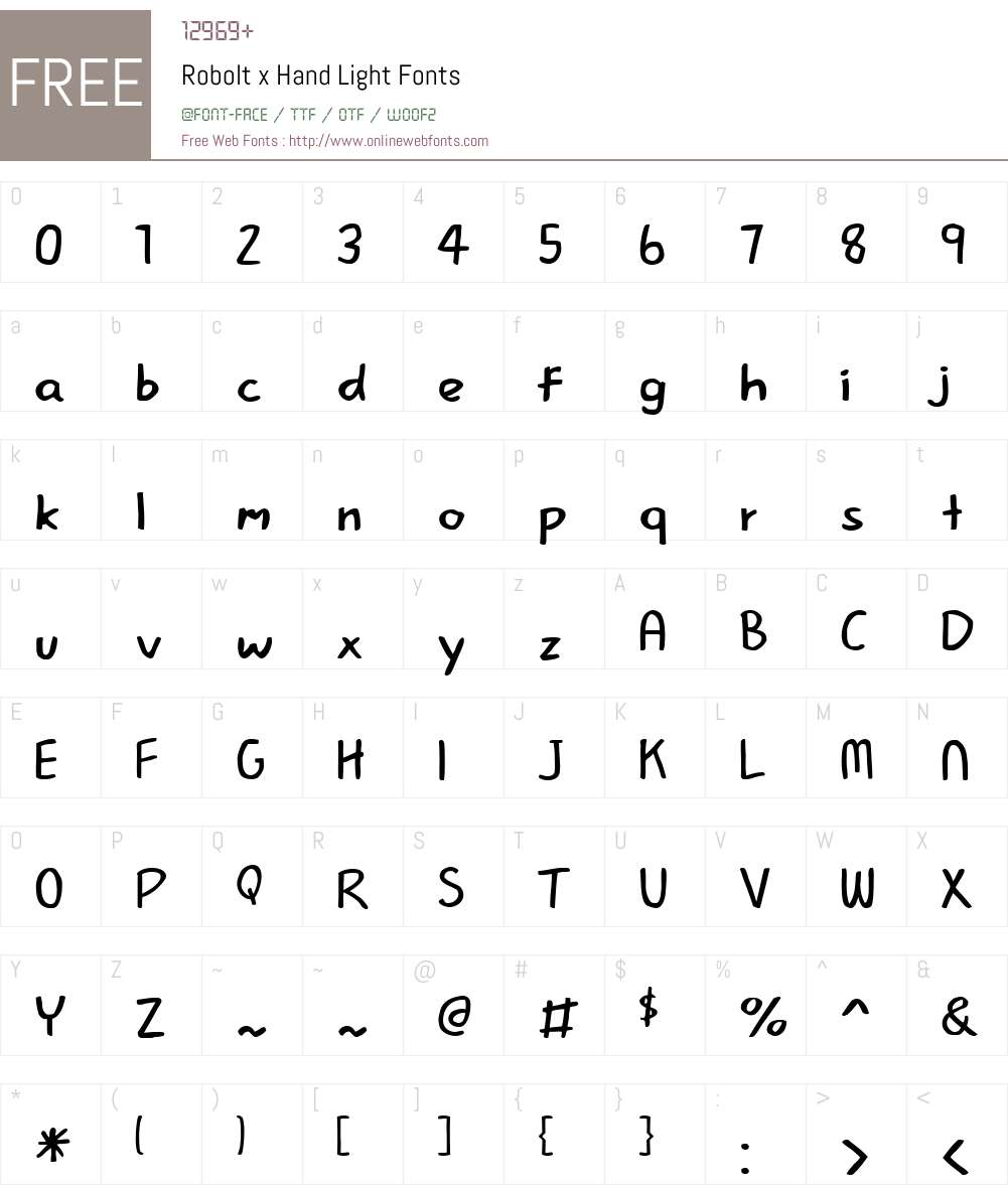 RoboltxHandLight Font Screenshots