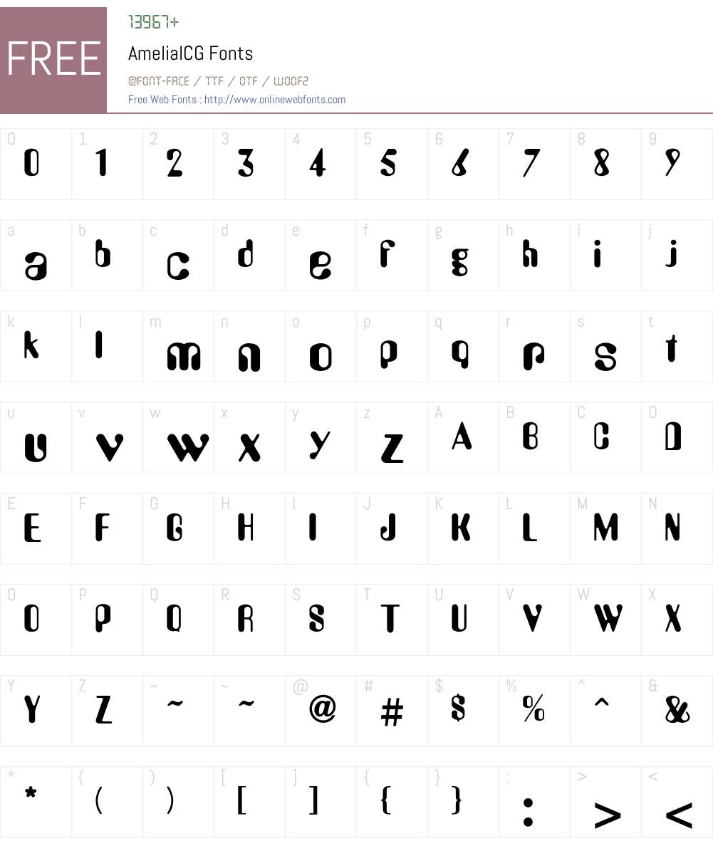 AmeliaICG Font Screenshots