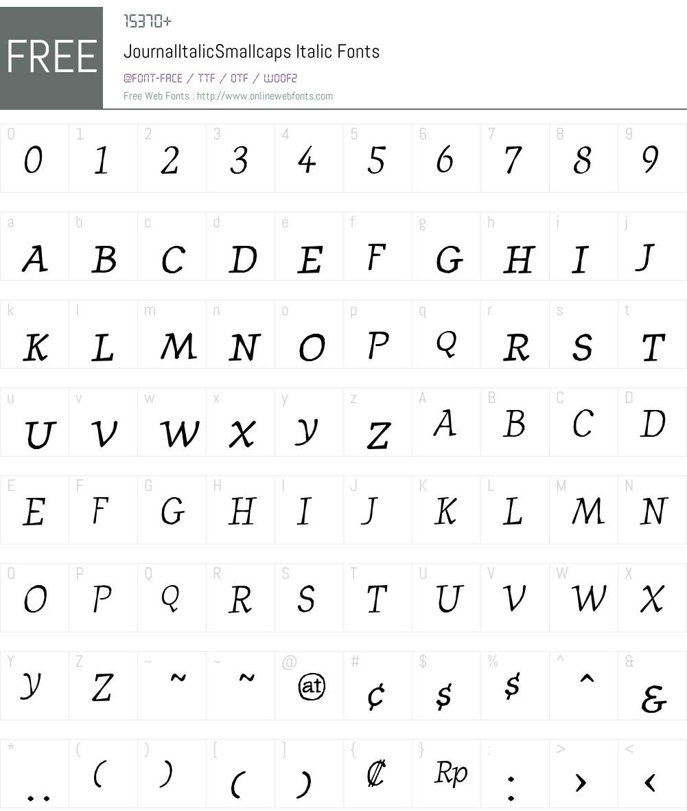 JournalItalicSmallcaps Font Screenshots