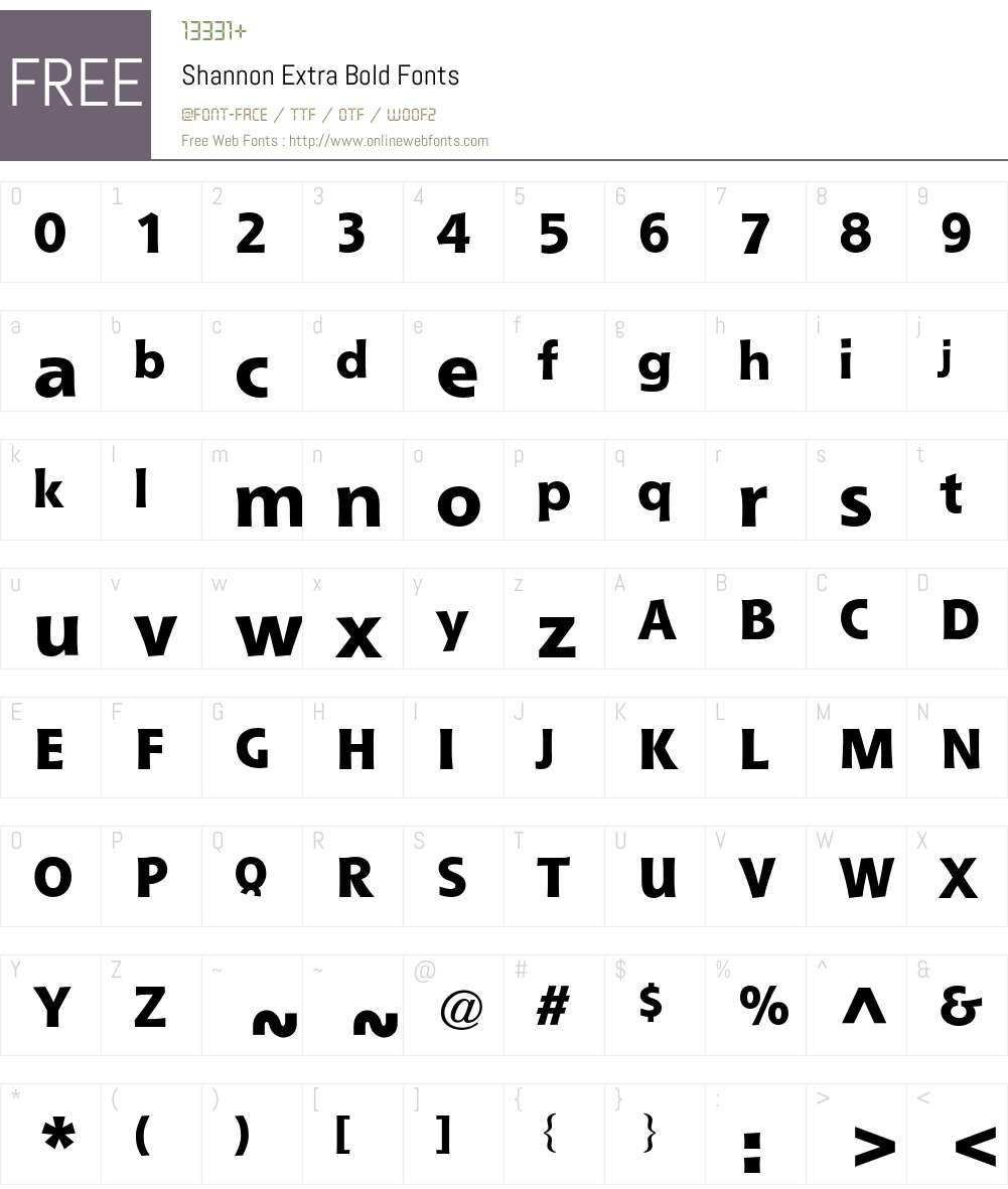 Shannon Font Screenshots