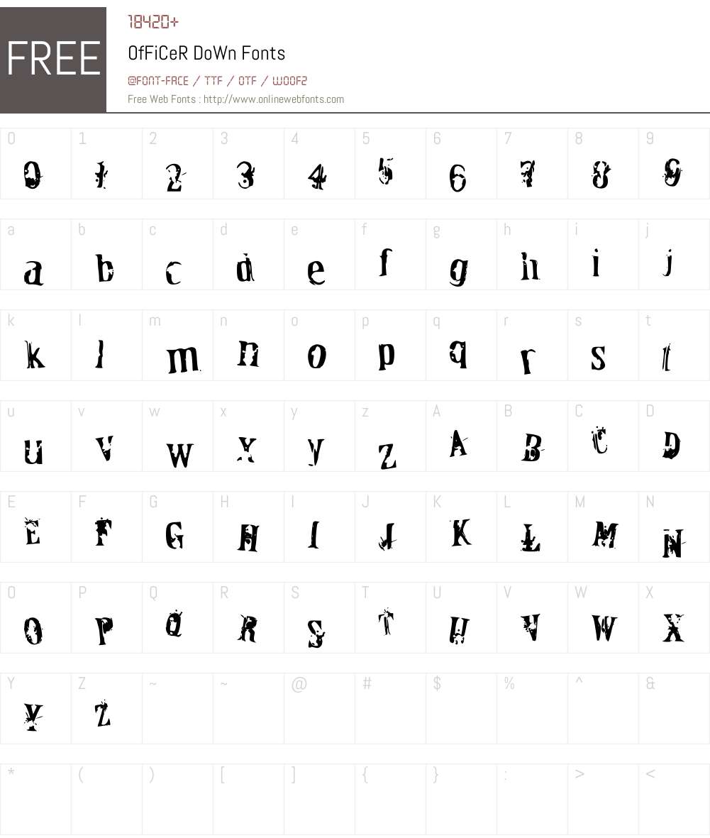 OfFiCeR DoWn Font Screenshots