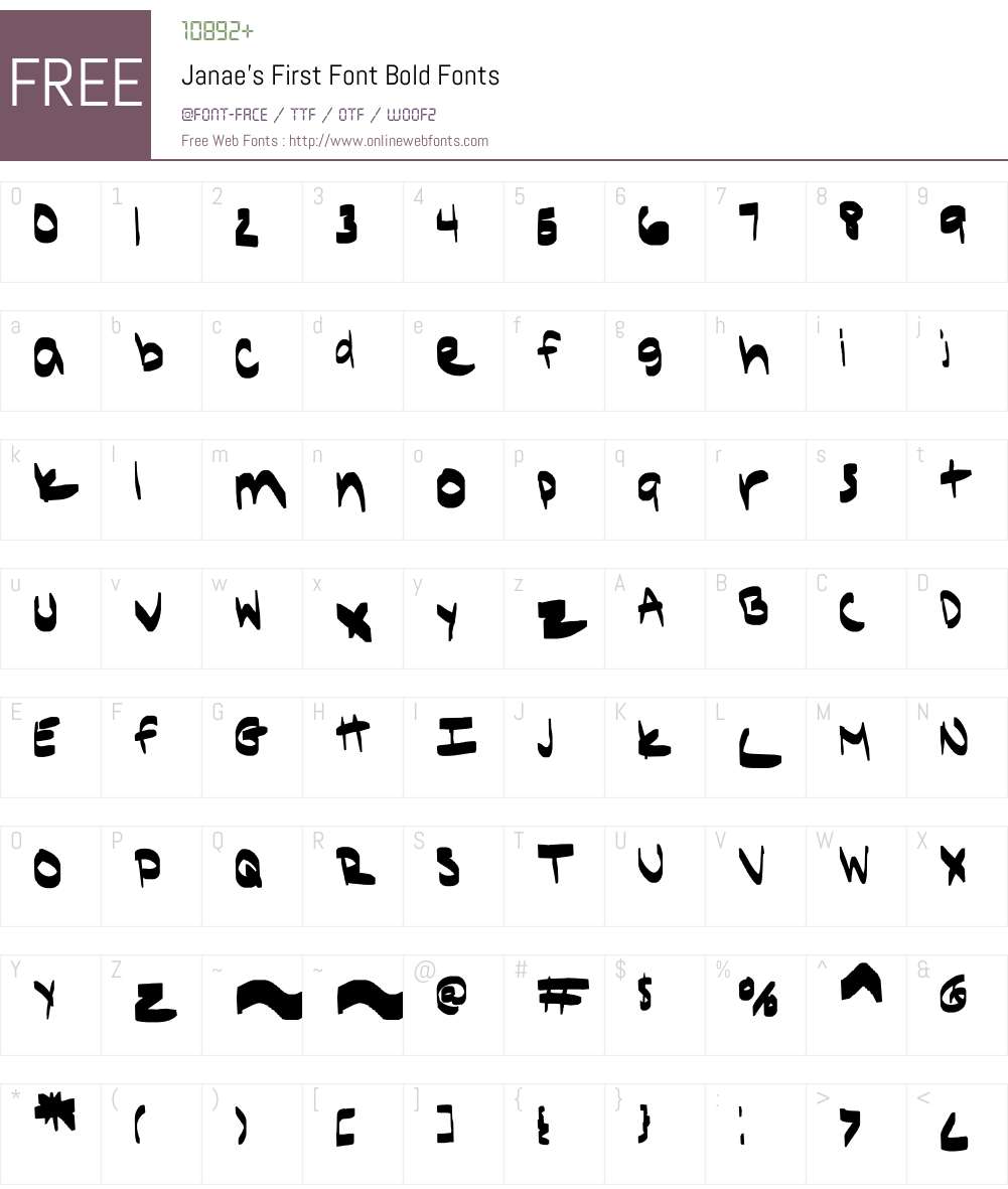 Janae's First Font Bold Font Screenshots
