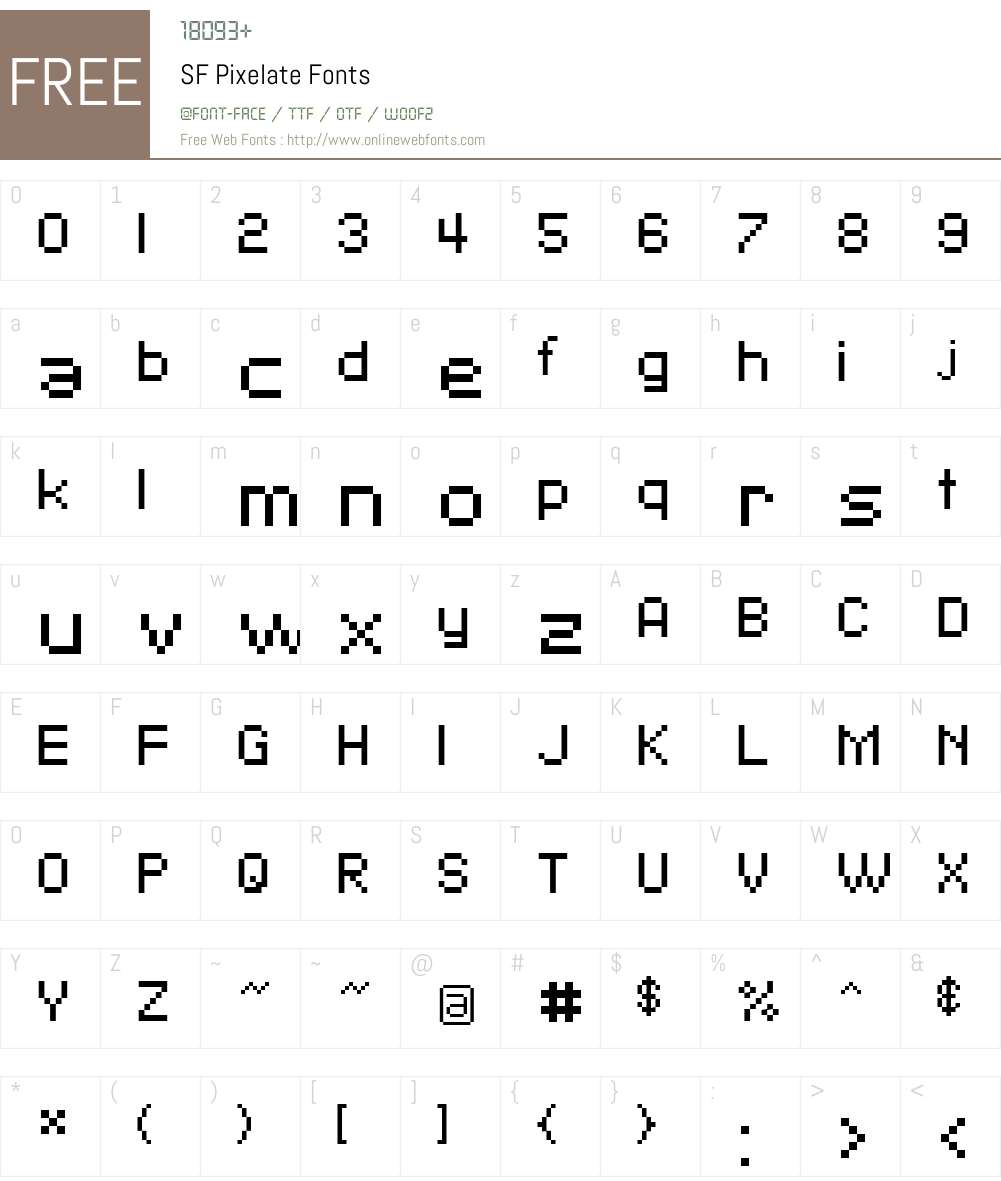 SF Pixelate Font Screenshots