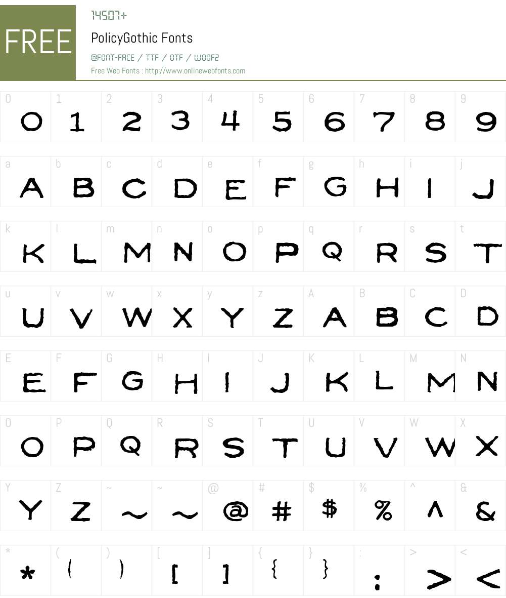PolicyGothic Font Screenshots