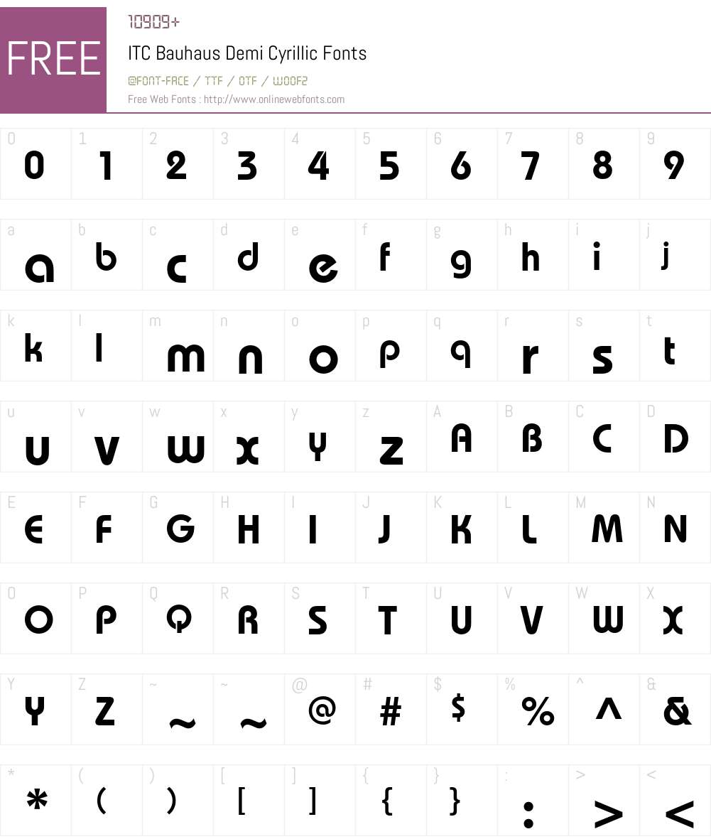 BauhausC Font Screenshots