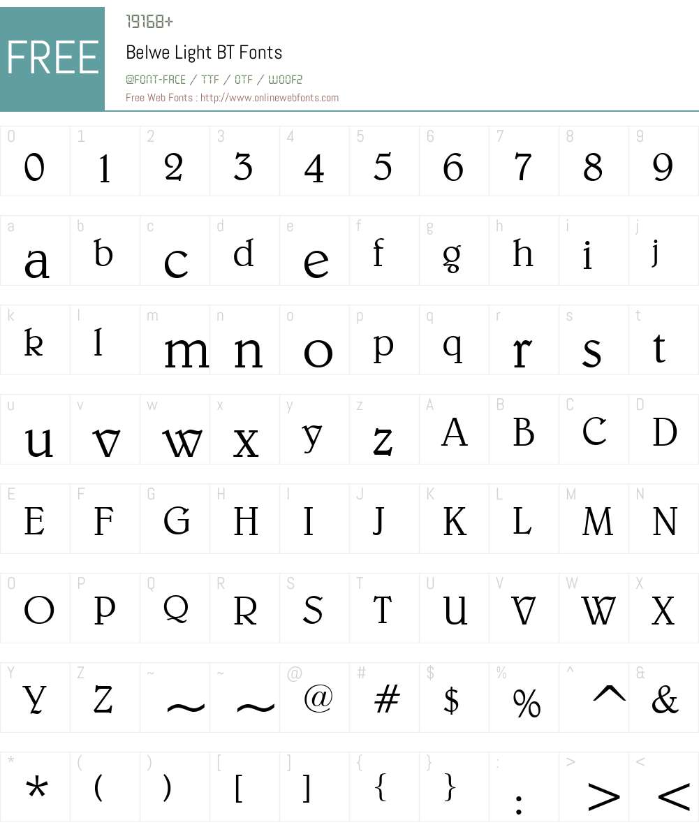 Belwe Lt BT Font Screenshots