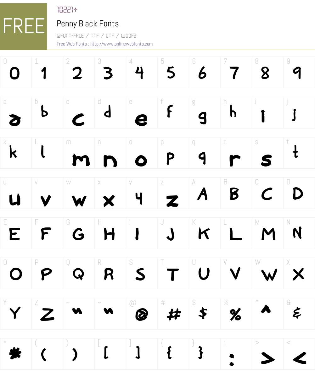 Penny Black Font Screenshots