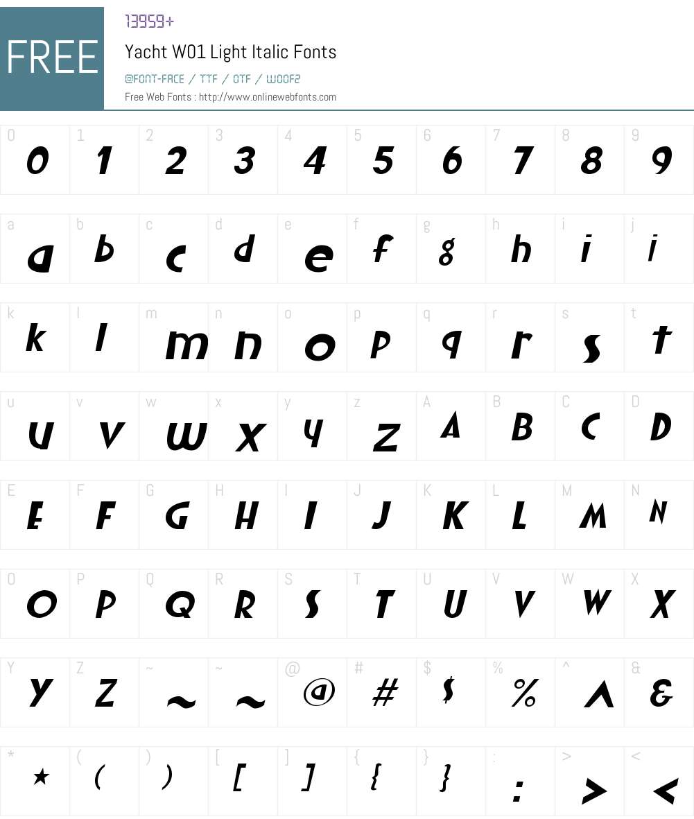 YachtW01-LightItalic Font Screenshots