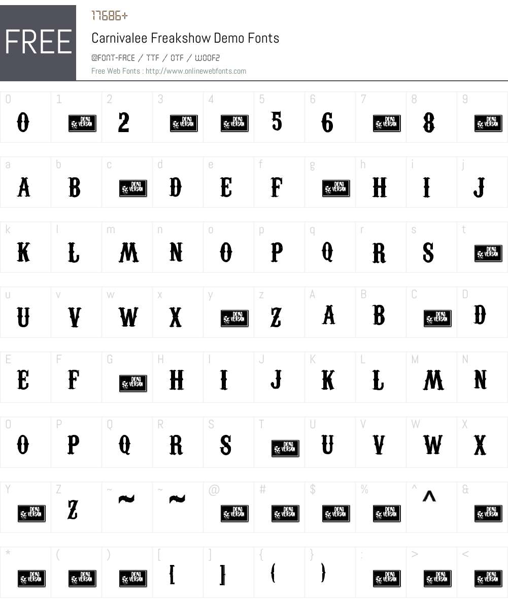 Carnivalee Freakshow Demo Font Screenshots