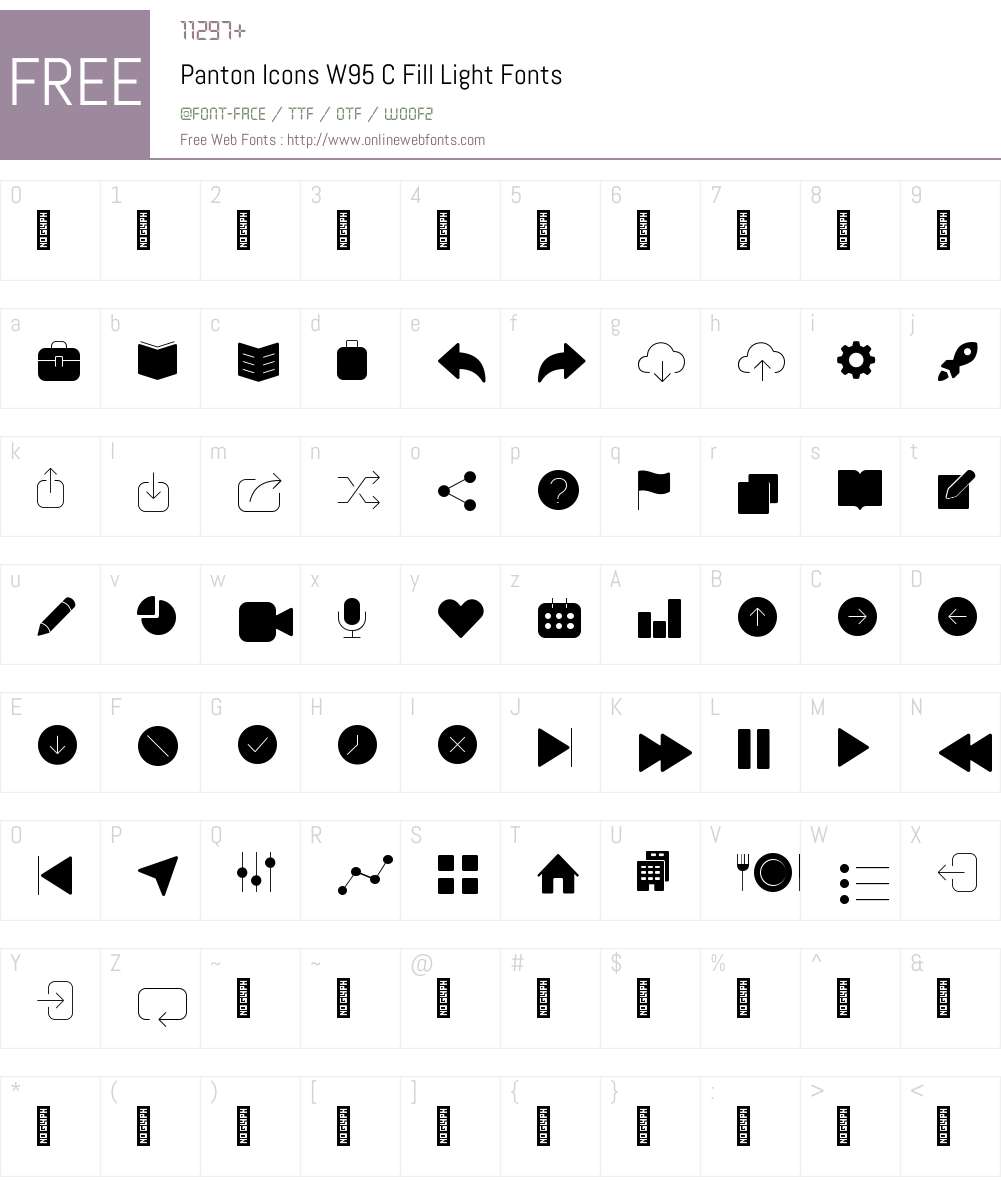 PantonIconsW95-CFillLight Font Screenshots