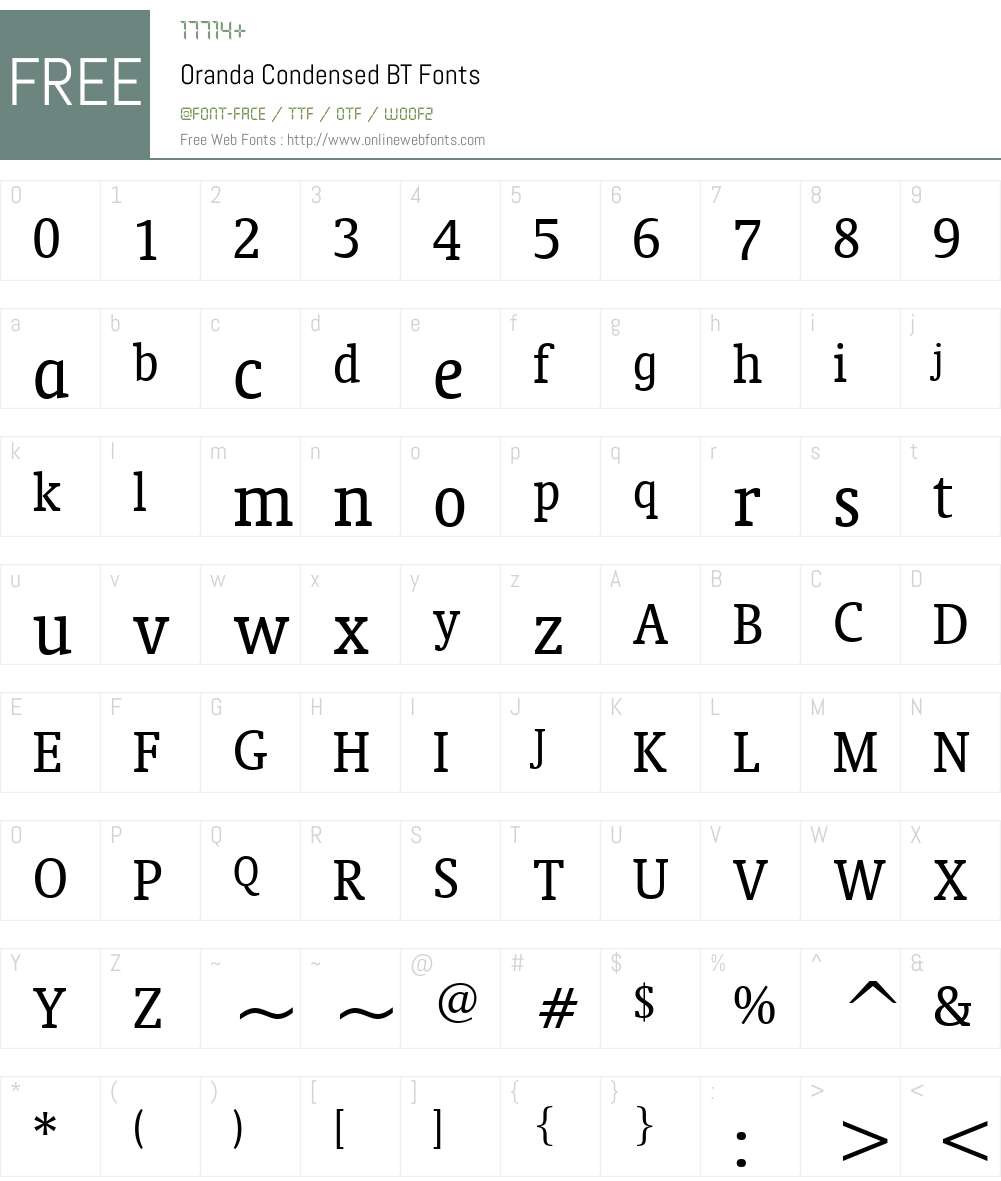 Oranda Cn BT Font Screenshots