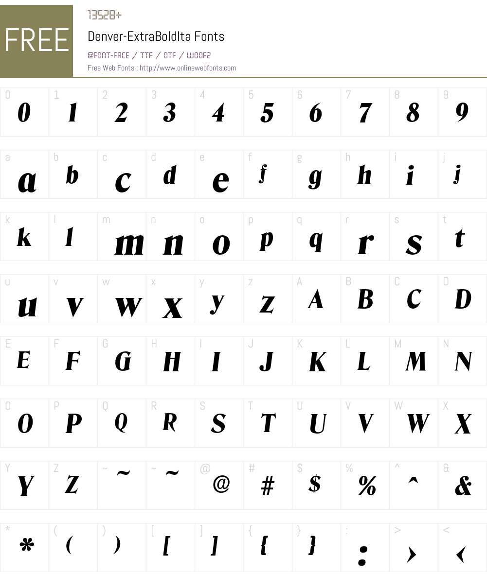 Denver-ExtraBoldIta Font Screenshots