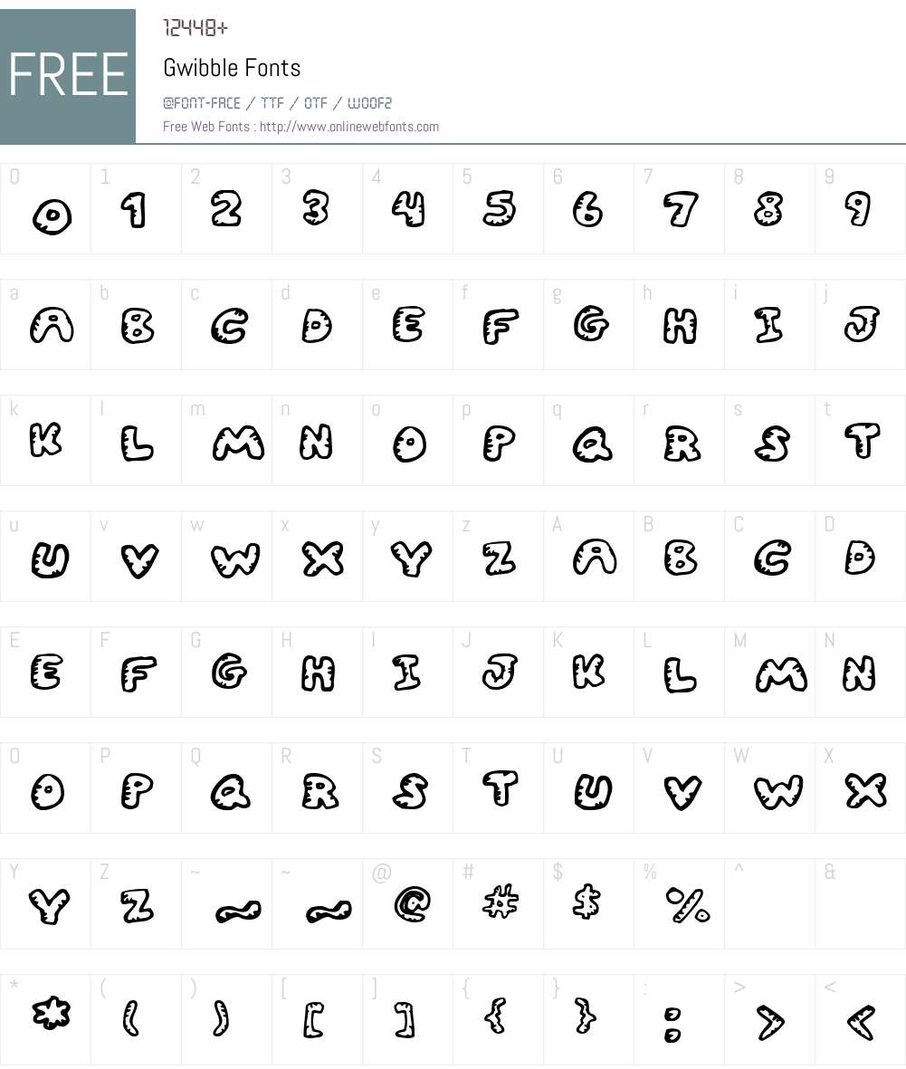 Gwibble Font Screenshots