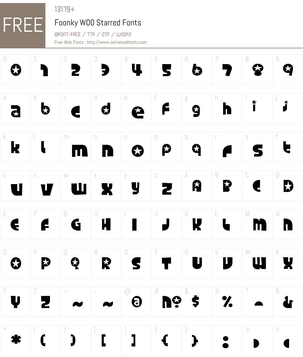 FoonkyW00-Starred Font Screenshots