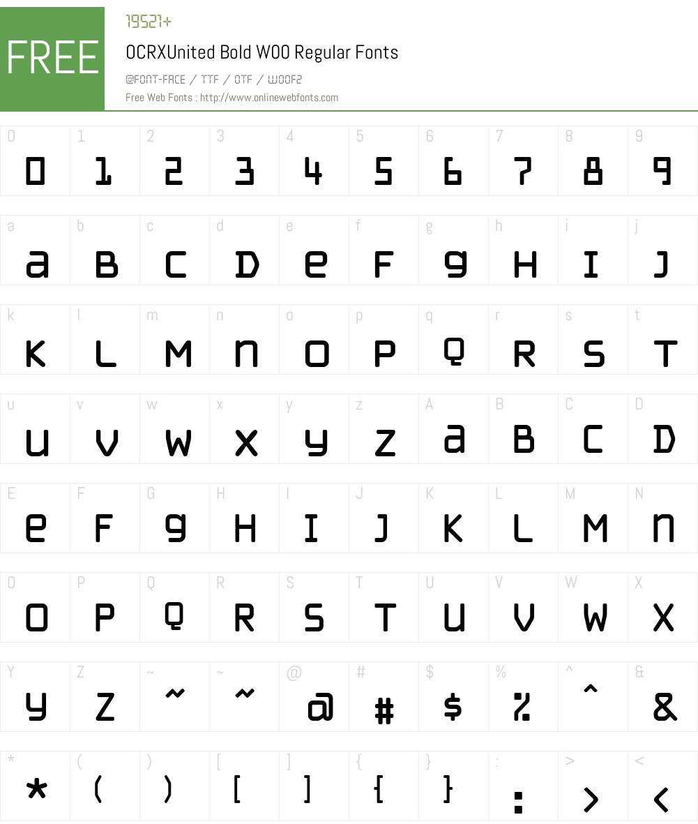 OCRX Font Screenshots