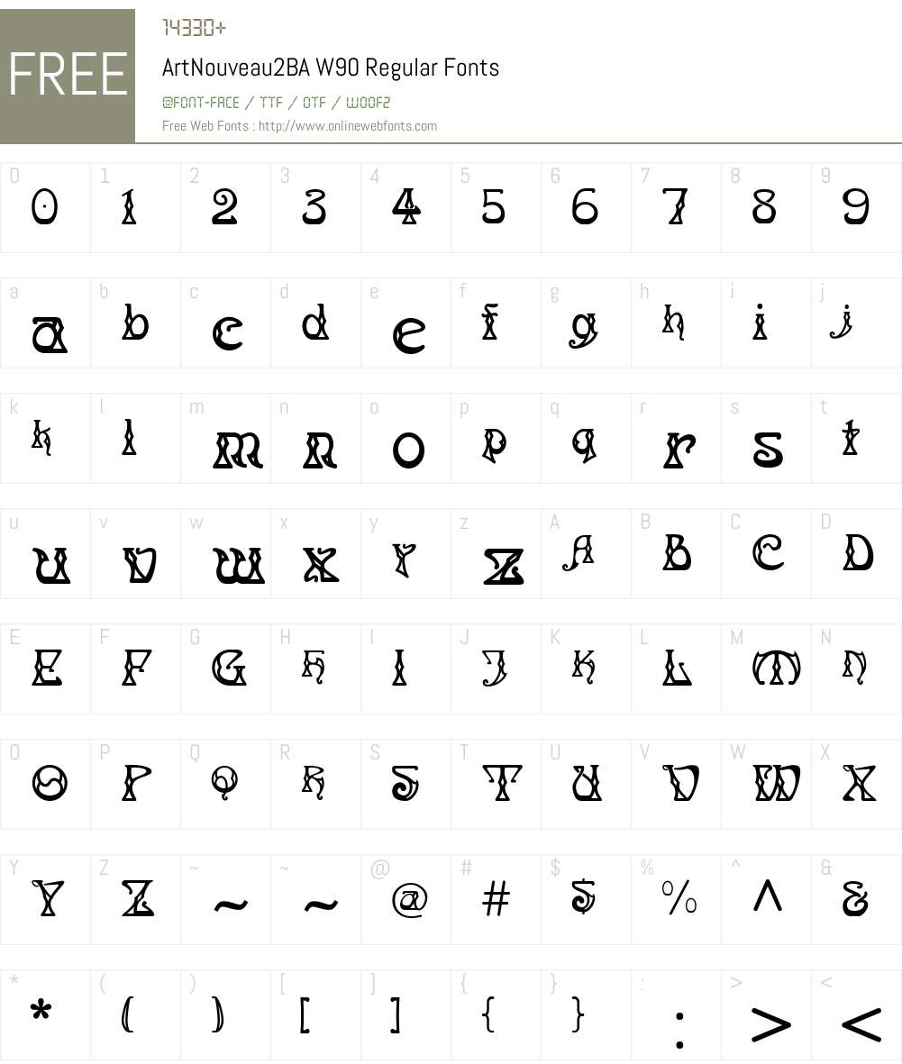 ArtNouveau2BAW90-Regular Font Screenshots