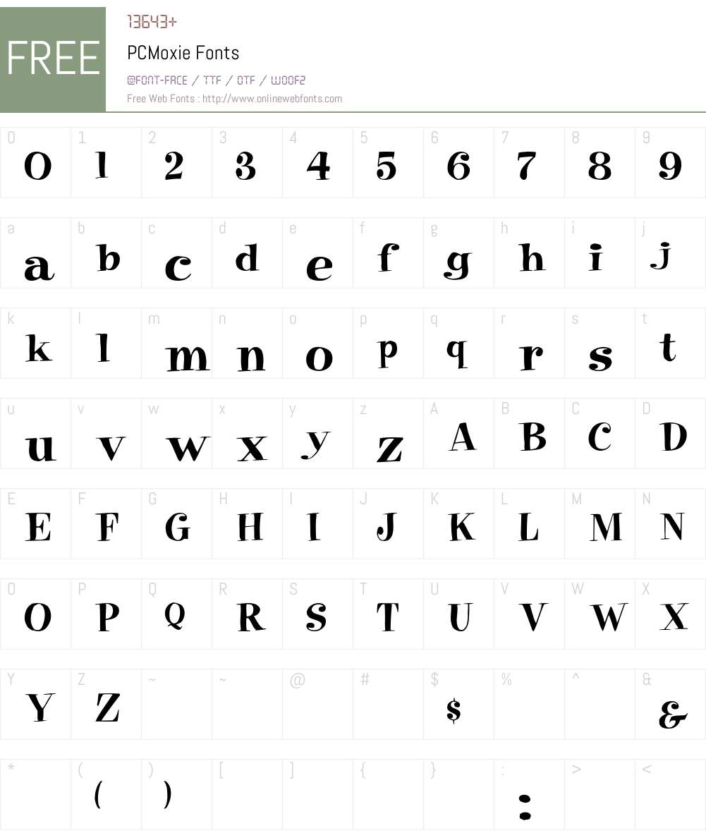 PCMoxie Font Screenshots