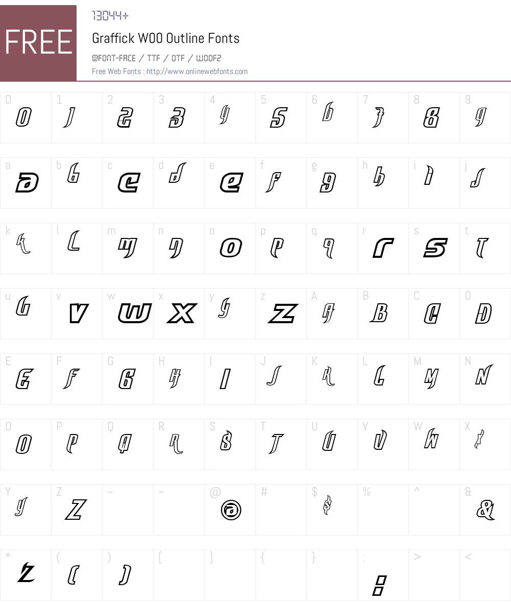GraffickW00-Outline Font Screenshots