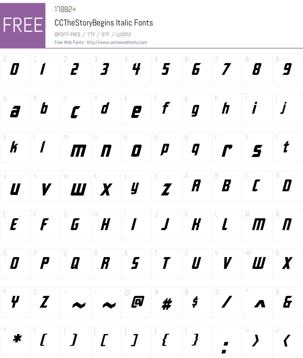 CCTheStoryBegins-Italic Font Screenshots