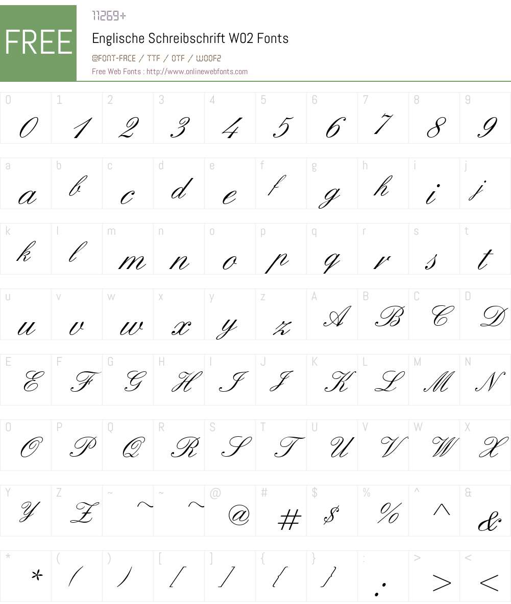 Englische Schreibschrift Font Screenshots