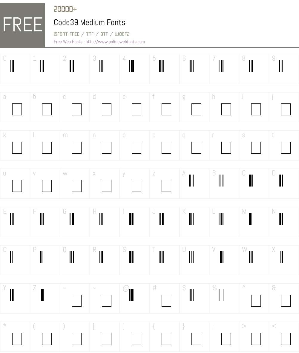 Code39 Font Screenshots