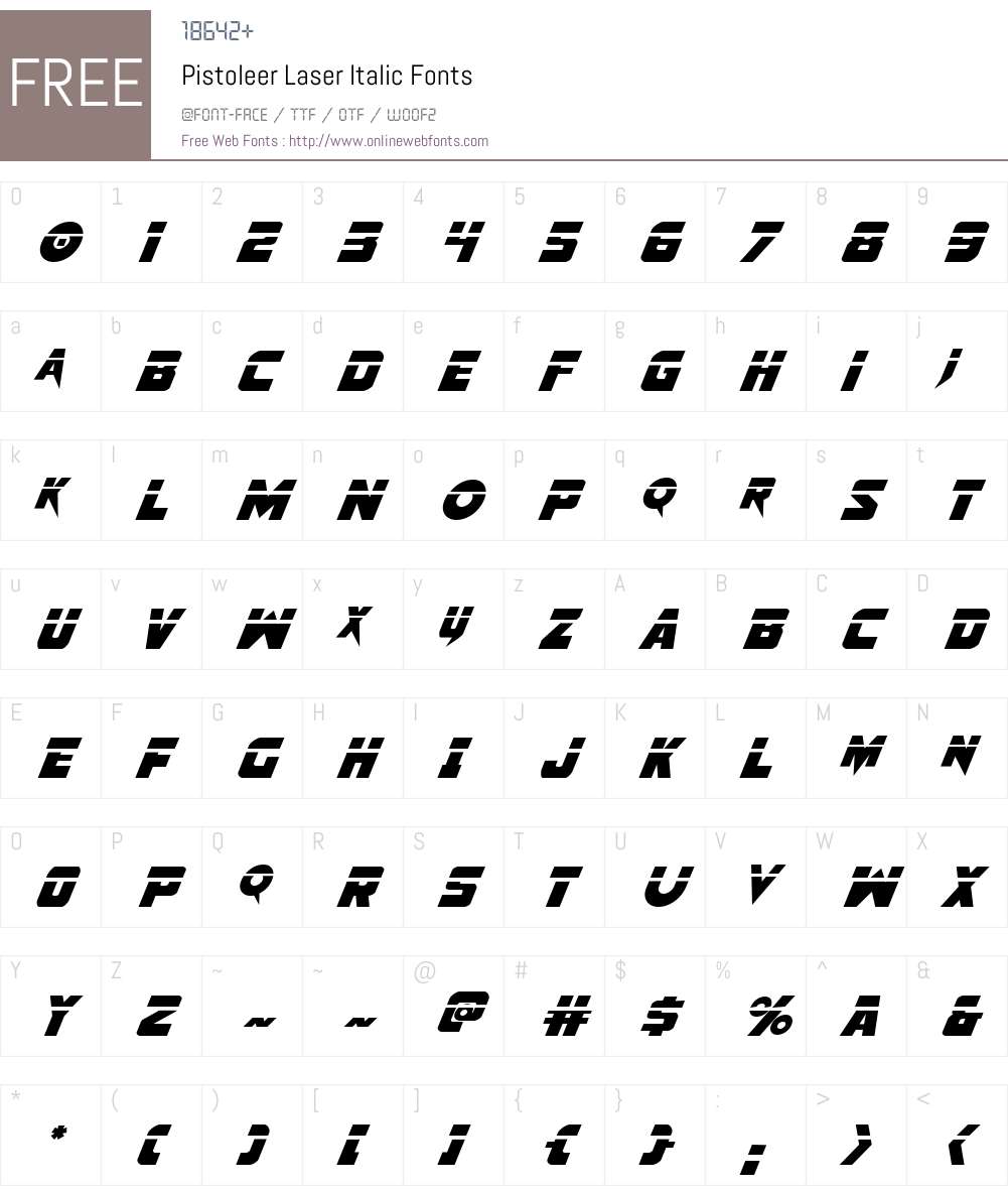 Pistoleer Laser Italic Font Screenshots