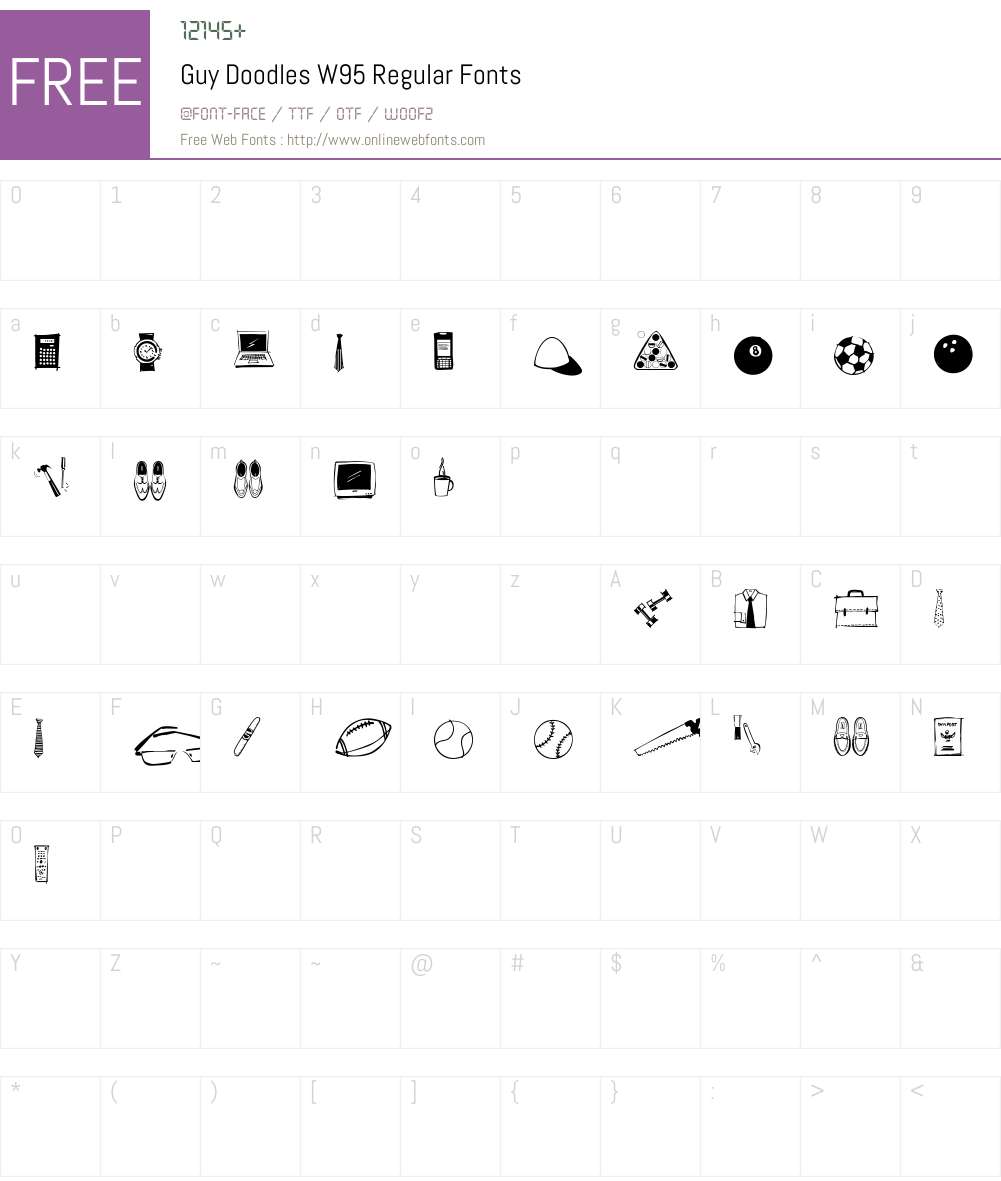 GuyDoodlesW95-Regular Font Screenshots