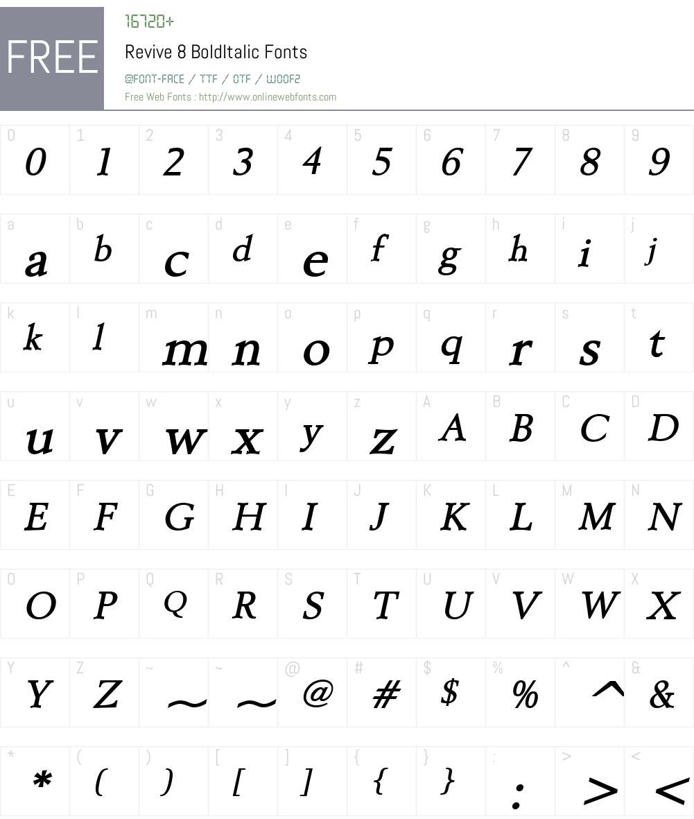 Revive 8 Font Screenshots